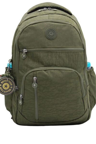 Bevitton Unisex Crinkle Fabric Daily School Backpack - 1700 Khaki