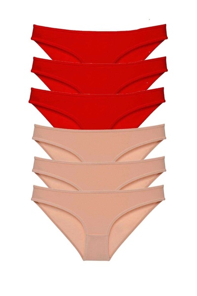 Generic Brand 6 Pieces Eco Set Lycra Women's Slip Panties Red Skin