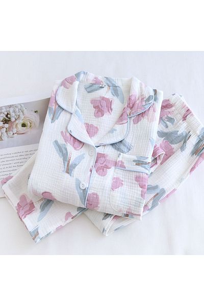 Global SET PIJAMA TESTURĂ MUSLINĂ BUMBAC ORGANIC