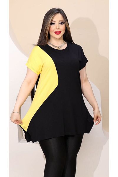 HÜLYA BUTİK Plus Size Triangle Slit Women's Blouse