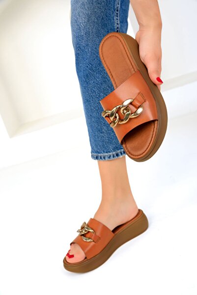 SOHO Genuine Leather Tan Women's Slippers - 19351