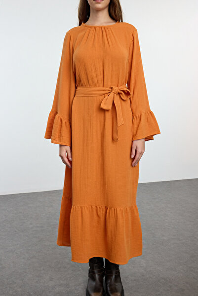 Trendyol Modest RuFFled Tile Skirt Muslin Dress - TCTSS24EB00255