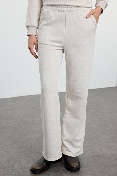 Trendyol Modest OvErsizE BEigE mElangE KnittEd Tracksuit SEt - ZippErEd TCTAW25EN00003