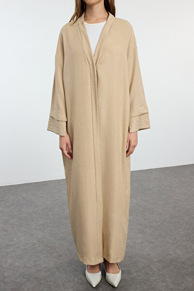 Trendyol Modest Stone DeTailed Mink Cuffed Woven Cap - Ferace/Abaya TCTAW25KF00010