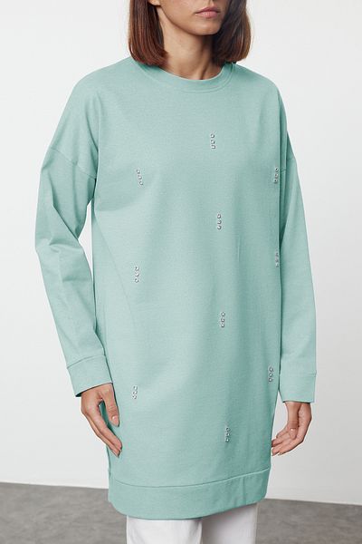 Edit by Trendyol Oversize φούτερ μέντας - Stone Detailed, Tedaw25Tw00000