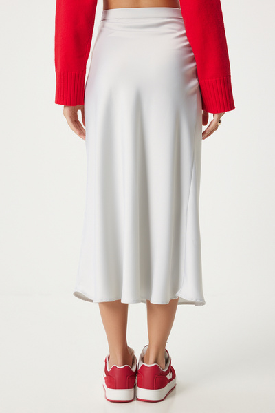 Happiness İstanbul Szürke szatén női szoknya - FN03361