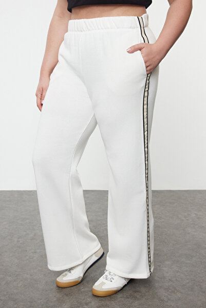 Trendyol Curve Πλεκτό σετ φούτερ Fleece Plus Size - Γιακάς, Λεπτομέρεια ρίγες TBBAW25CP00013