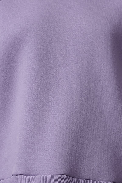 Trendyol Collection Lilac Relaxed/Comfortable Fit Basic Raglan μανίκι με λαιμόκοψη πλεκτό φούτερ TWOAW24SW00104
