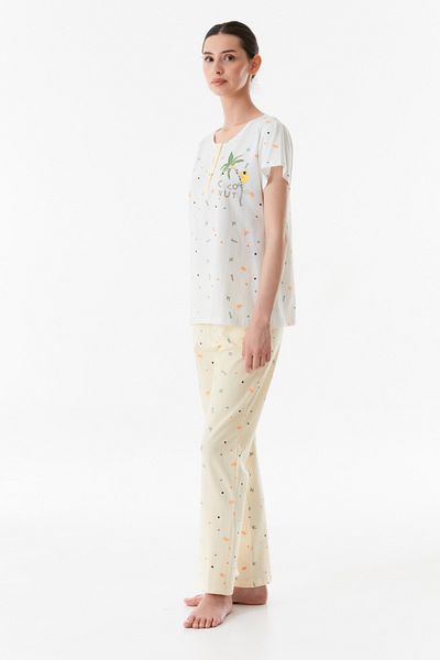 Fulla Moda Set de pijamale cu imprimeu cu gât rotund