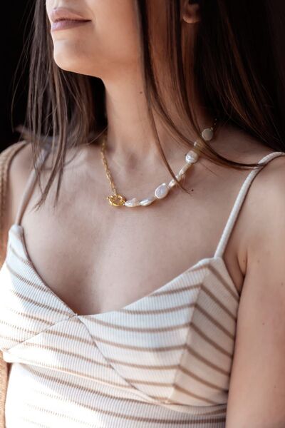 LİNYA JEWELLERY Zincir Inci Kolye Gold