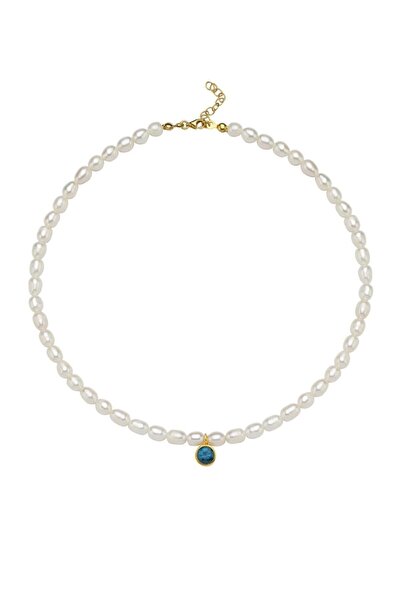 LİNYA JEWELLERY Cosmic Büyük İncili Burç Kolye Mavi