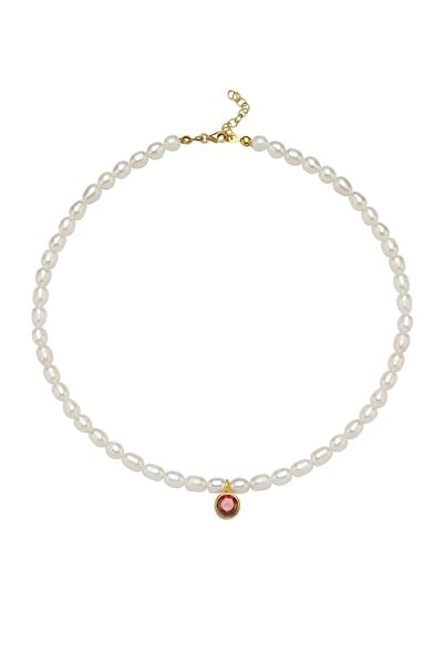 LİNYA JEWELLERY Cosmic Büyük İncili Burç Kolye Kırmızı