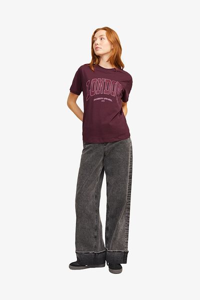 JJXX Tricou Jxmerle Roșu Claret pentru damă 12260607 -Sassafras