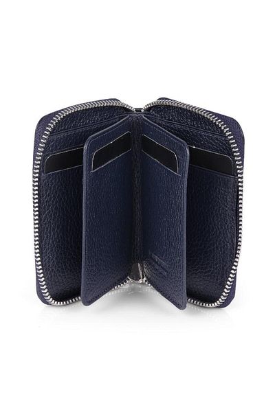 Daniel Klein Dkl0796-2 Rectangular Zipper Made of Real Leather Dark Blue Women's Wallet&K