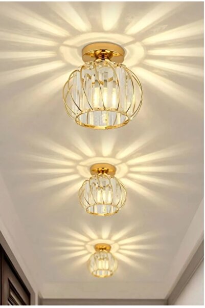 İstanbul Avize İstanbul Avize Milano Tekli Gold Metal Kaplama Kristal Taşlı L...