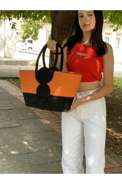 JÜTEX HOME حقيبة يد من قش الجوت وحقيبة شاطئ وحقيبة كتف