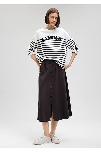 Mavi Buttoned Black Midi Skirt1310433-900