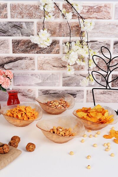 ANGDESİGN Angdesign Elisya Glass Salad Bowl - 4 Pieces Medium Amber