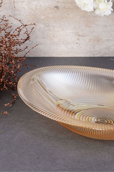 ANGDESİGN Angdesign Rays Oval Glass Salad Bowl-large-amber with Luster