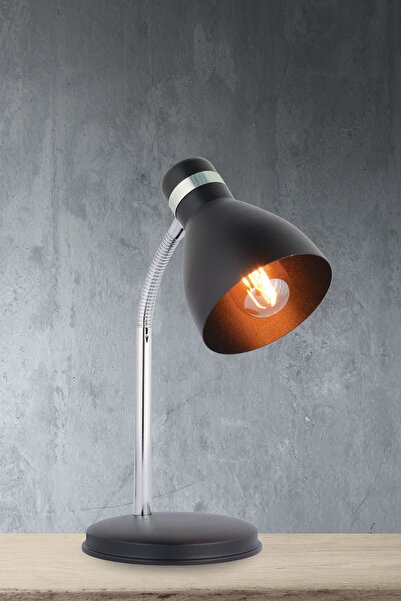 NisaLuce Modern Krom Spiralli Masa Lambası Siyah