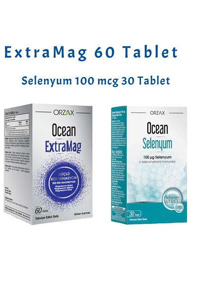 Ocean Extramag - 60 Capsules Triple Magnesium and Selenium Tablets + 100ml Facial Cleansing Gel Gift