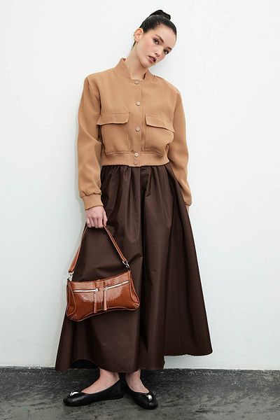 Hooopstore JACHETĂ BOMBER MOCHA - CAMEL