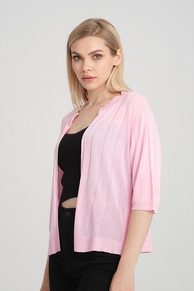 Su Moda Cardigan de vară din tricotaje pentru femei - Jachetă confortabilă mercerizată cu mânecă scurtă subțire