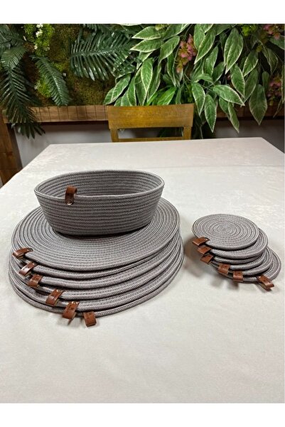JÜTEX HOME Σετ 13 τεμαχίων γκρι ψάθινη εμφάνιση από γιούτα σερβιρίσματος και ...