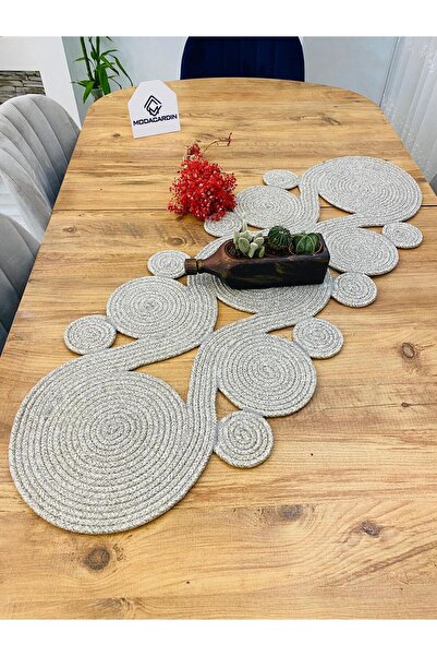 JÜTEX HOME Jüt, Hasır,Sarmal Model, Dekoratif Masa Örtüsü, Runner 40x110 CM, ...