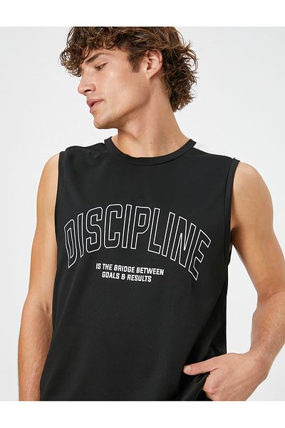 Koton Sports Tank Top Slogan Printed Crew Neck Αμάνικο
