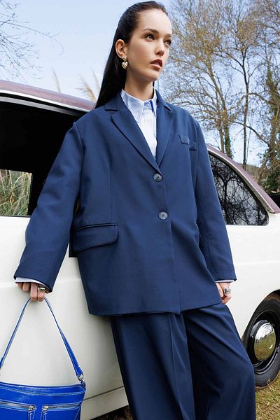 Hooopstore Jachetă Frank oversize albastru bleumarin