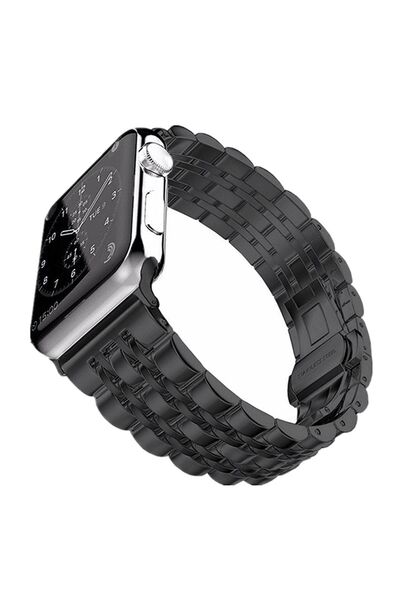 Shinytech Apple Watch Klasik Jubile Çelik Kordon Paslanmaz Se/3/4/5/6/7/8/9 38,40,41mm W10 42mm Siyah