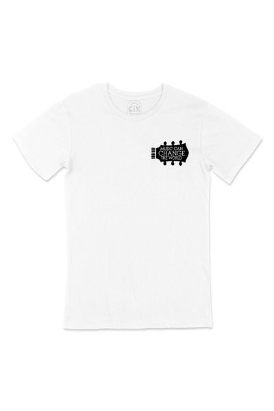 Cix Muzica poate schimba lumea tricou alb cu logo-ul de buzunar