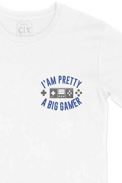 Cix Un tricou alb cu logo-ul Big Gamer Pocket
