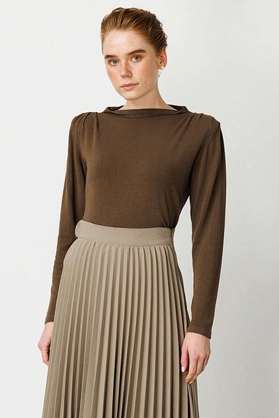 Hooopstore Σκούρο καφέ Crop Top με βαμβακερή επένδυση