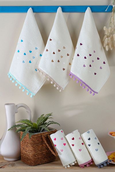 LADYNİL Set de 6 prosoape de bucatarie si baie 30x50 100% bumbac