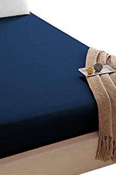 LADYNİL 100x200 Μονό ελαστικό χτενισμένο βαμβακερό σεντόνι 100% βαμβάκι Navy Blue