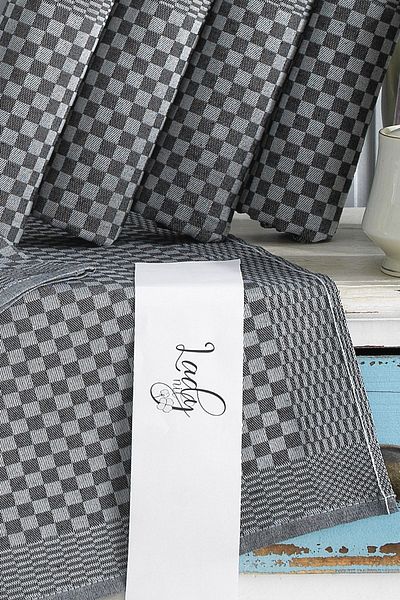 LADYNİL 10 Piece Black Kitchen Napkin Checkerboard Patterned Cotton