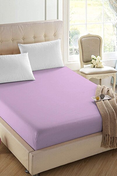 LADYNİL 160X200 Double Elastic Combed Cotton Bed Sheet 100% Cotton Lilac