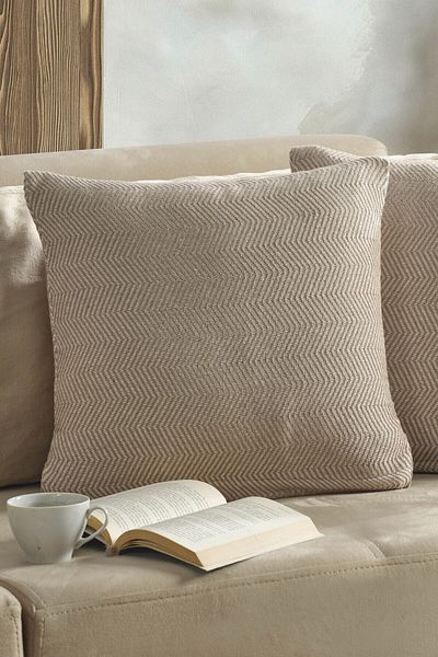 LADYNİL Μαξιλαροθήκη 45x45 Μπεζ με φερμουάρ Natural 2 τεμαχίων