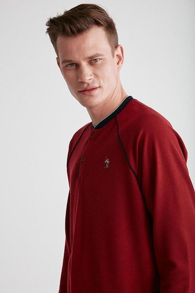 U.S. Polo Assn. Ανδρικό Σετ Πυτζάμες Claret Red Placket