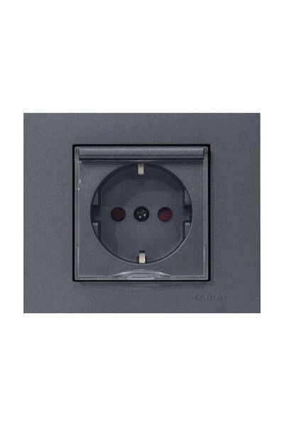 OVİVO Grano Smoked Covered Grounded Socket with Frame