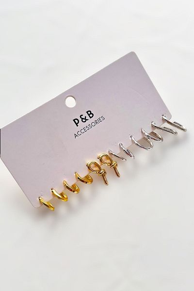 PETEK AKSESUAR P&b 12 Pieces Metal Earring Set