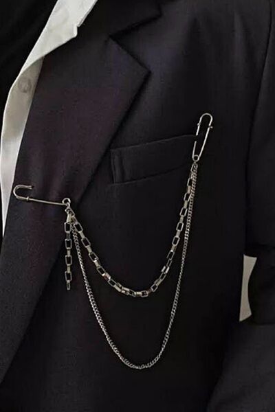 PETEK AKSESUAR Punk Tarz Zincir Iskoç Broş Iğnelik