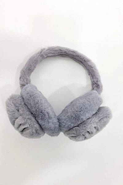 PETEK AKSESUAR Cat Plush Furry Cold Protective Winter Headphones Gray