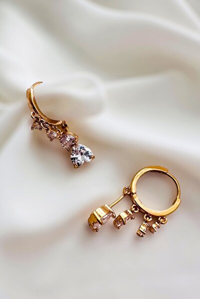 PETEK AKSESUAR ZİRKON TAŞLI KALP SALLANTILI SHAKİRA KÜPE