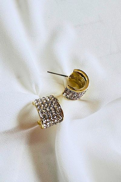 PETEK AKSESUAR STONE MINI HOOP EARRING