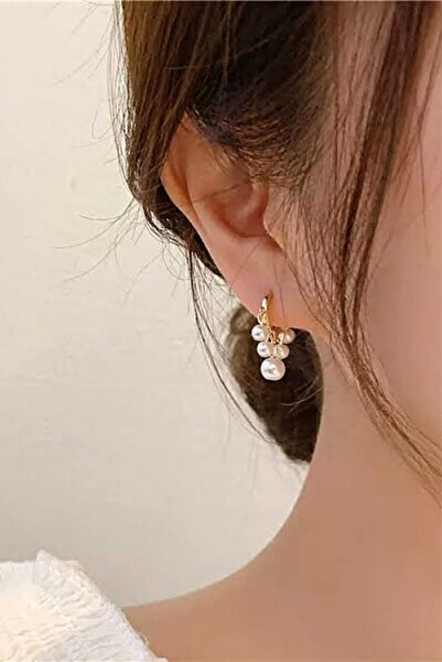 PETEK AKSESUAR Incili Kalp Shakira Küpe Gold