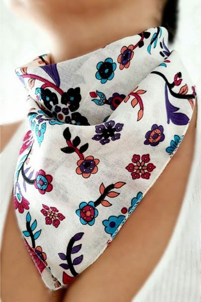 PETEK AKSESUAR Ethnic Patterned Bandana White
