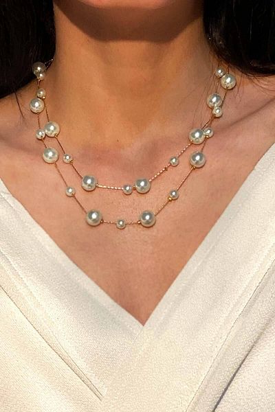 PETEK AKSESUAR Pearl Chain Necklace Short